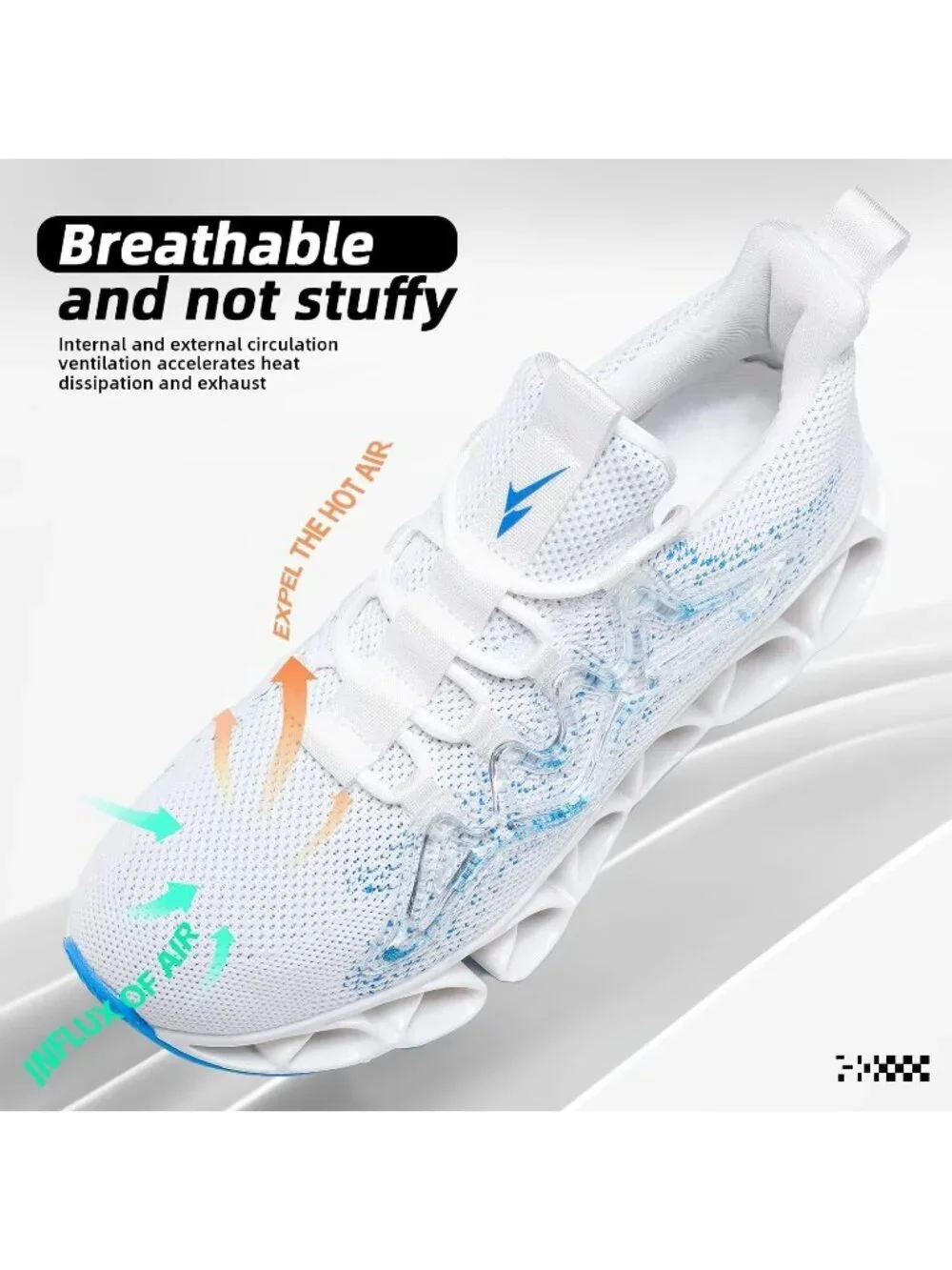Men's White Blue Slip on Walking Running Shoes Blade Tennis Fashion Sneakers